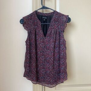 Banana Republic Floral Red & Pink Sleeveless Top